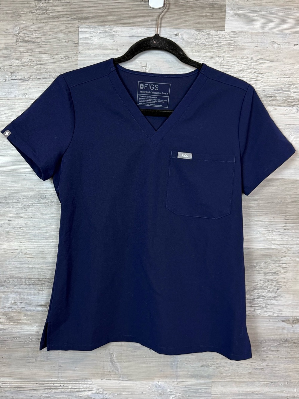 FIGS Catarina One Pocket Scrub Top Navy Blue XXS Short Sleeve Medical V-Neck